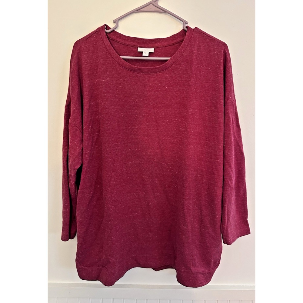 J. Jill Sweater Women XL Petite Red Knit Cottagecore Cabin Long Sleeve Tunic